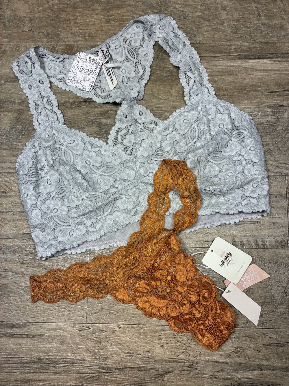 Free People Intimately Lace Bralette HAH Thong Panty